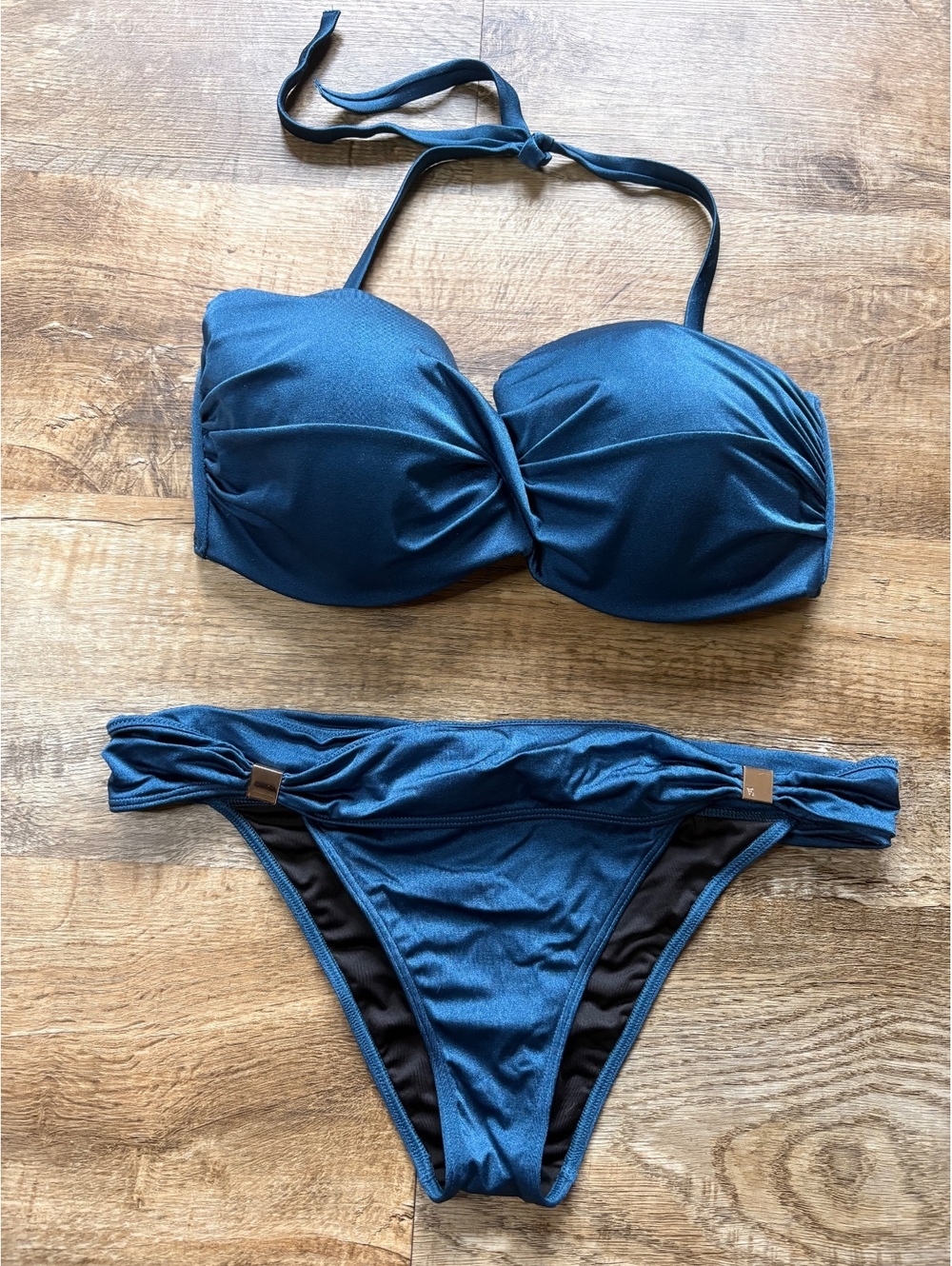 Victoria's Secret The Hottie Cheeky Bikini Set Teal Blue Size L/G (36DD Top)